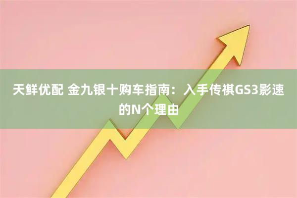 天鲜优配 金九银十购车指南：入手传祺GS3影速的N个理由