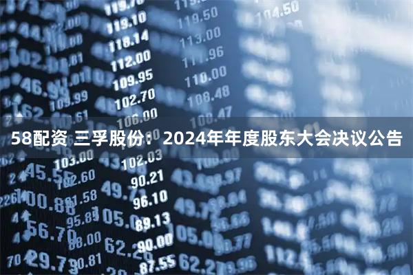 58配资 三孚股份：2024年年度股东大会决议公告