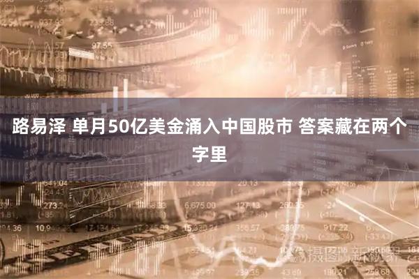 路易泽 单月50亿美金涌入中国股市 答案藏在两个字里