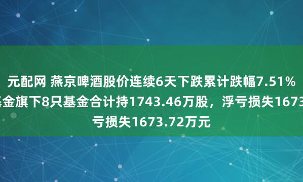 元配网 燕京啤酒股价连续6天下跌累计跌幅7.51%，银华基金旗下8只基金合计持1743.46万股，浮亏损失1673.72万元