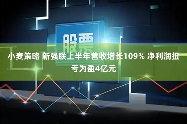 小麦策略 新强联上半年营收增长109% 净利润扭亏为盈4亿元